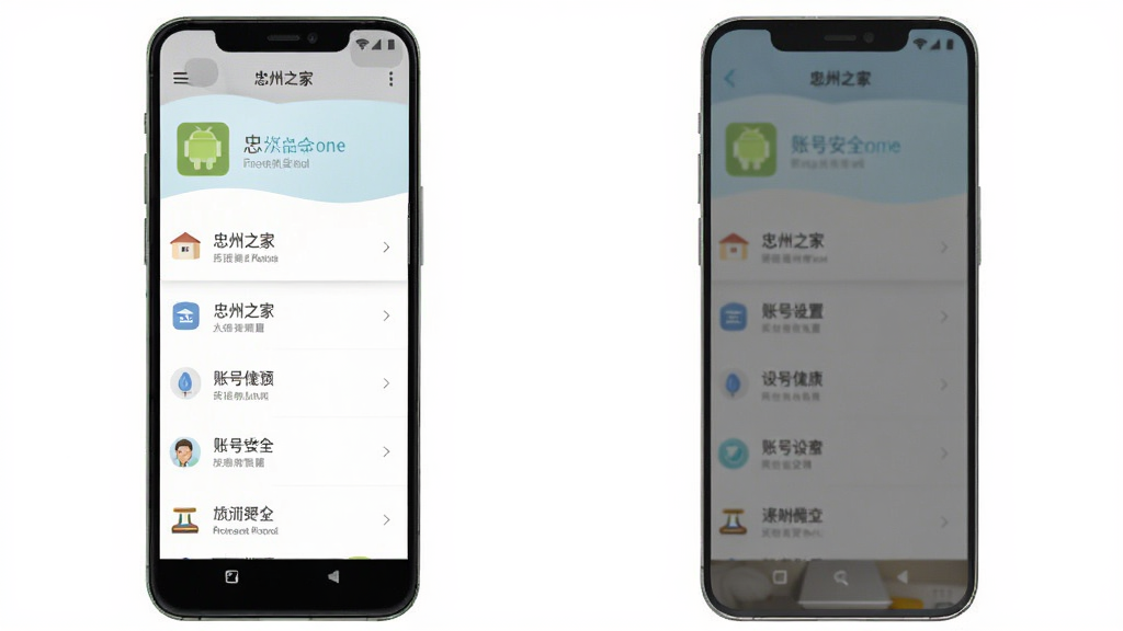 忠州之家安卓版应用设置页面与账号安全功能展示,手机屏幕竖版构图,列表式菜单布局,图标简洁,配色柔和,画面干净无杂乱元素
