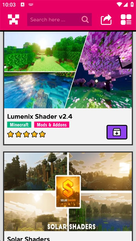 �ҵ������Ӱ���ʰ�(Shader Mod)���°汾����v1.9.76 ��׿�����н�ͼ