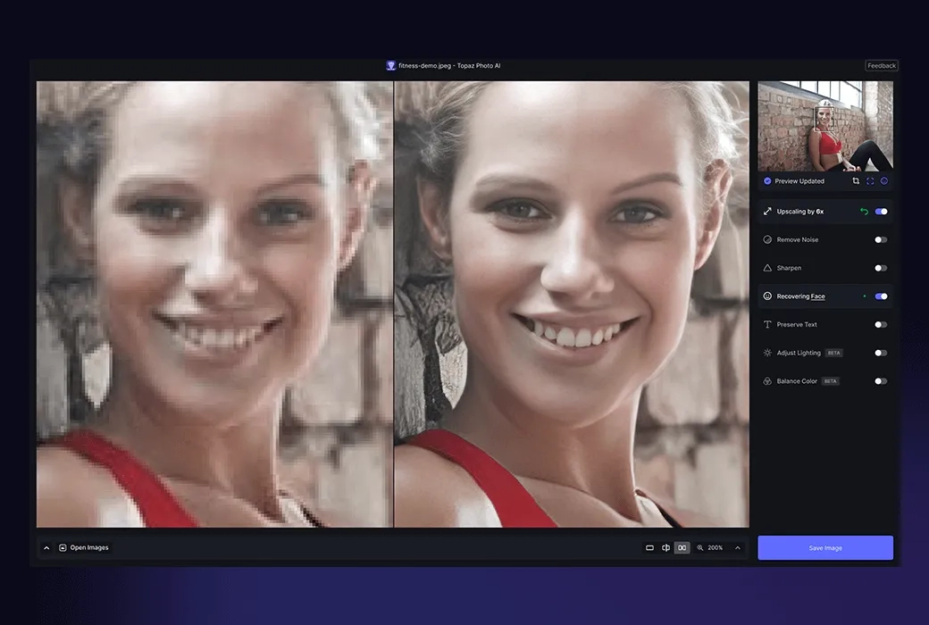 Topaz Photo Pro(AI图片处理工具) 锐化效果 对比图