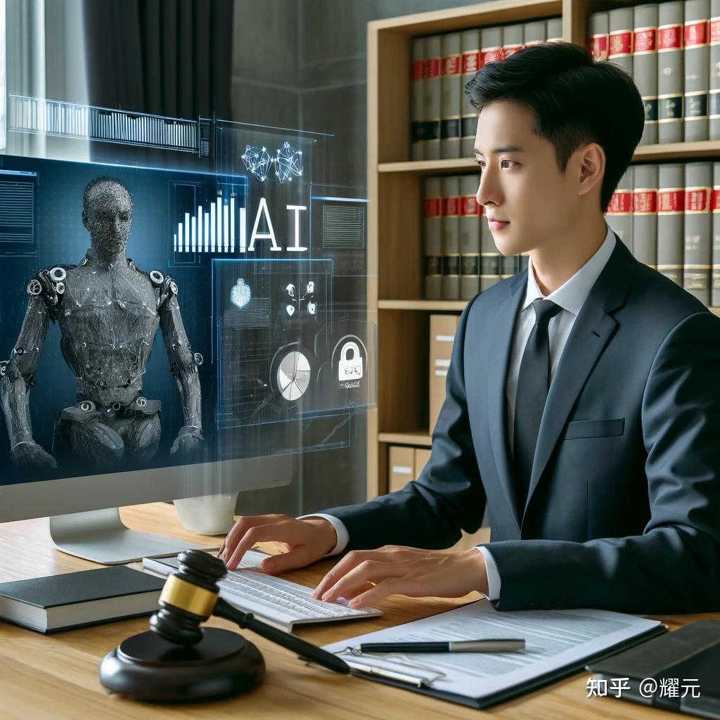 法匣子,法律知识服务平台,界面展示企业查询、法律文书检索、AI法务助手、风险预警四大功能模块,背景为庄重的法律元素与科技感蓝色调,整体风格专业清晰,突出智能辅助与数据可视化,适合作为软件介绍配图