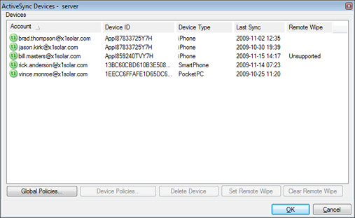 Activesync�����豸�б�