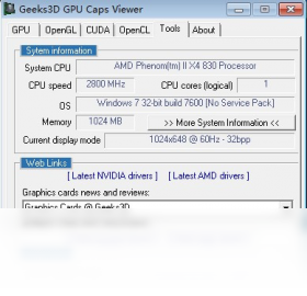 GPU Caps Viewer ���ܲ������н���