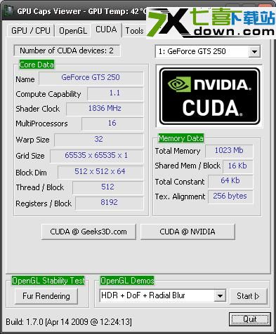 �Կ����GPUCapsViewer �鿴�Կ��ͺ� �Դ�Ƶ�� ����Ƶ��