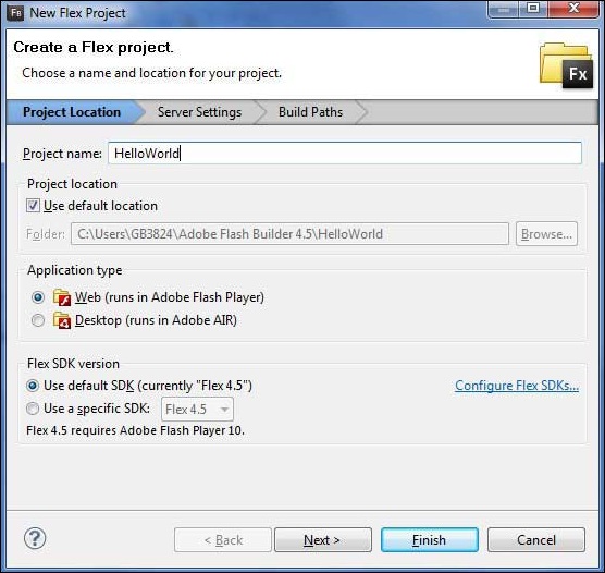 Adobe Flash builder �½���Ŀ ��