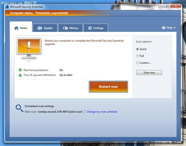 Microsoft Security Essentials ɨ��ѡ�� ��ȫɨ��