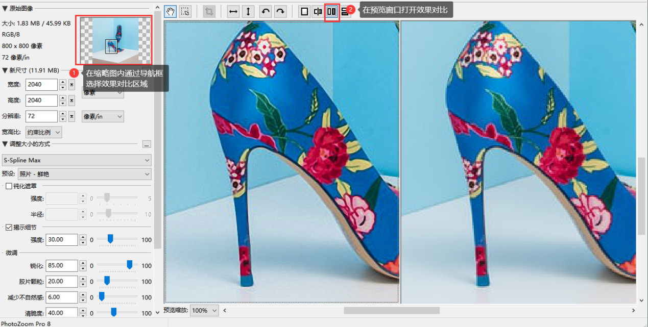 PhotoZoom Pro 放大效果对比图