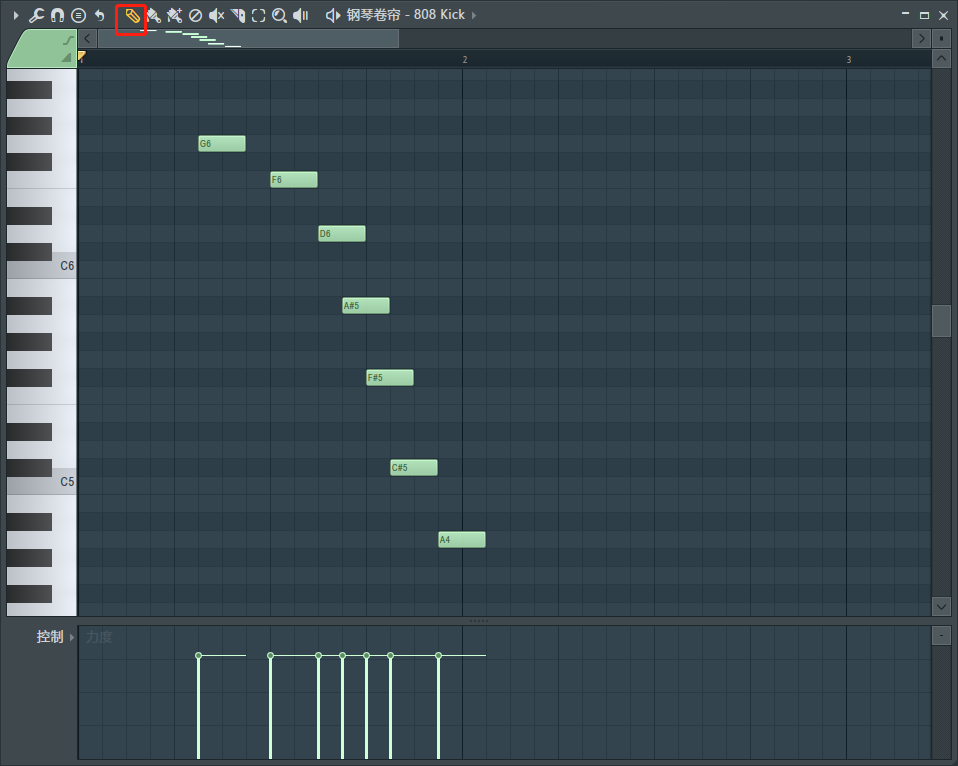 FL Studio 编曲界面 钢琴卷帘窗