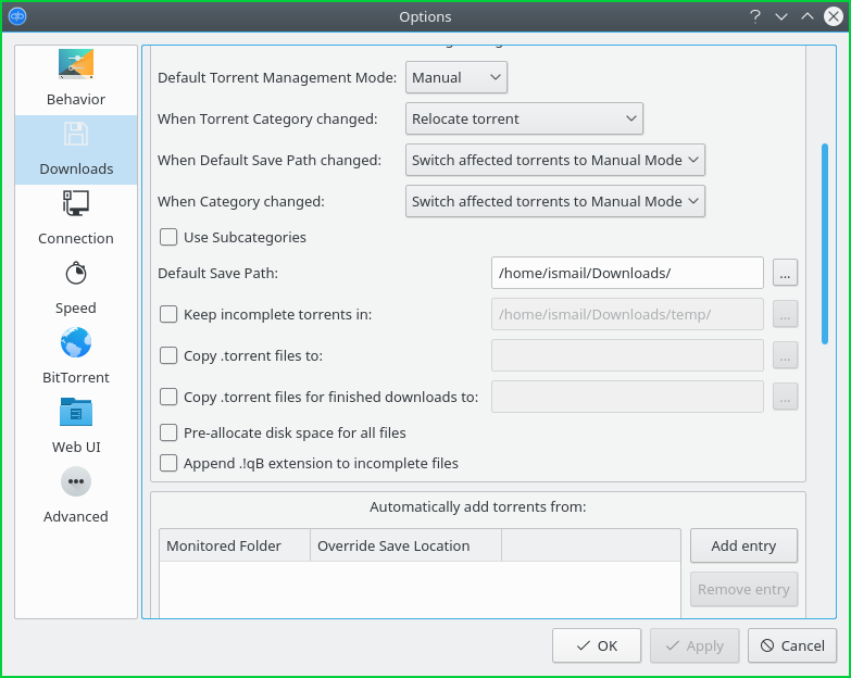 qBittorrent �ļ�����λ�� ����Ŀ¼