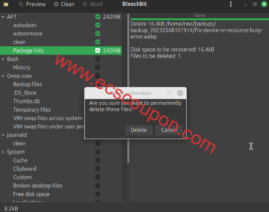 BleachBit ��˽���� ���� �ռ�