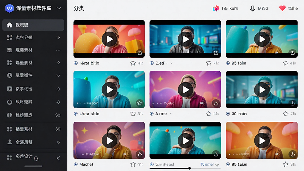 �����ز������زĿ���棬���Ϊ���ർ�������Ҳ�Ϊ����״չʾ�ĸ�����Ƶ�زķ��棬ɫ�����ޣ�������������ֹ����������ƶ��˲���ϰ�ߡ�����ϸ�ڷḻ���������Ű�ť���ղ�ͼ�ꡢ���ؽ�������UIԪ�ء���������ˬרҵ������ϸ�壬�ɾ��޶���Ԫ�ء�
