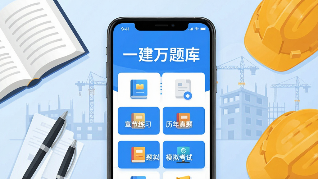 ���壺һ�������APP����չʾ���ֻ���Ļ���С�һ������⡱�����͸������ͼ�ꡣ���֣��ֻ����У���Ļ���������ɼ�����Χ���鱾���ʡ���ȫñ��Ԫ�ء��Ű棺���󷽣�ͻ��APP��������Ĺ���ͼ�ꡣ����ִ���ƽ����ɫ����������ɫΪ��ɫ����ϸ�ڣ���Ļ����ʾ���½���ϰ�����������⡱��ģ�⿼�ԡ���ģ�飬�����е����Ľ������������ʣ����壬�ɾ����޶���Ԫ�ء�
