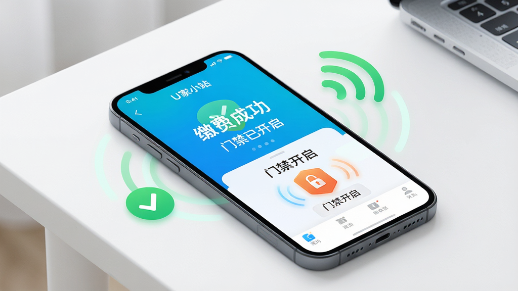 ���壺һ�������ֻ��������С�U��Сվ��APP��������ʾ�ɷѳɹ����Ž������Ķ�̬Ч�������֣��ֻ�б�������棬��Ļ���������ɼ�����Χ����ɫ�Թ����źŲ���ͼ�ꡣ�Ű棺ͻ����Ļ���ݣ�������ࡣ��񣺿Ƽ����������ϡ�ϸ�ڣ���Ļ��ʾ���ɷѳɹ��������Ž��ѿ�����������ɫ�����������ʣ����壬�ɾ����޶���Ԫ�ء�