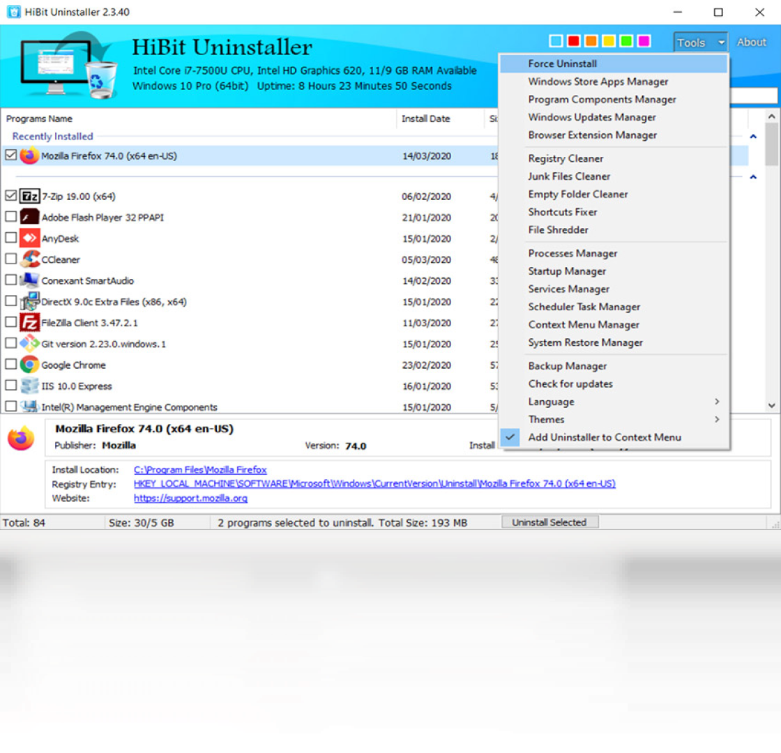 HiBit Uninstallerv3.2.20 ǿ��ж�ع������н�ͼ