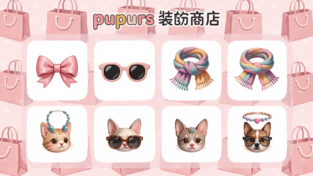 pupurrsװ���̵�ҳ�棬��Ļ��չʾ��������Ʒͼ�꣬���������ᡢСī������ɫΧ���ȣ������ǵ���ɫ�Ĺ����ͼ���������������ɰ����������룬ɫ�����ޣ�����ϸ��ɾ�