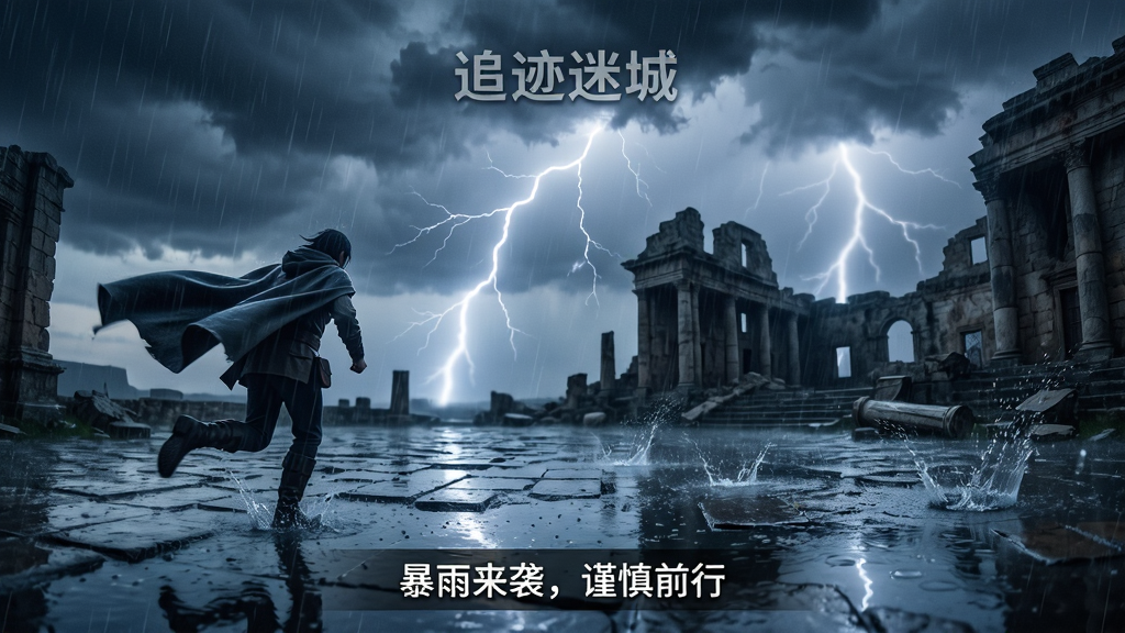 ���壺��׷���Գǡ��е�һƬ¶����棬��������ܲ���һ�����绮����ʣ�������������ʯ���Ͻ���ˮ����һ����ҽ�ɫ���Ŷ��������б��ܡ����֣���ɫλ�ڻ�����࣬���潨��ռ���Ҳ࣬��ͷ���ù���ӽǣ�ͻ��������ѹ�ȸС��Ű棺����ײ�������ʾһ������Ԥ����ʾ��������Ϯ������ǰ�С������дʵ��Ӱ�У���ɫ������˿�����ɼ���ϸ�ڣ���ˮ��ʯ�����γɻ�ˮ��Ӱ�����񱻷紵��Զ����ģ���������Ч�����ʣ��߶�̬��Χ��ϸ�ڷḻ���޶���Ԫ�ء�