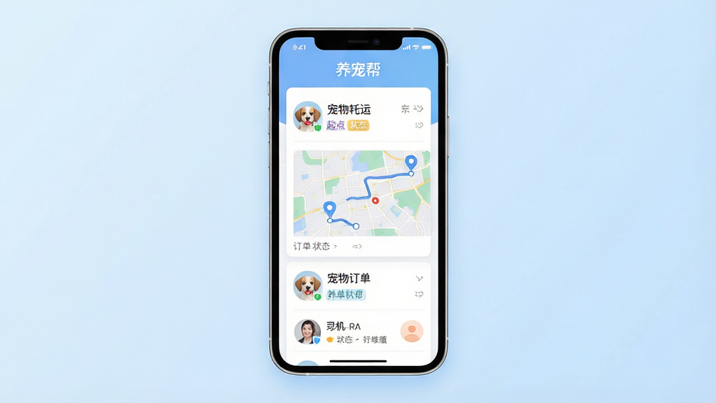 һ��չʾ�����App�������ͼƬ������Ϊ�ֻ���Ļ����Ļ����ʾ�������˶����б����г���ͷ�����յ��ͼ·�ߣ�����Ϊ��͵�ǳ��ɫ���䣬���־��У��Ű�������������ִ���ƽ����ϸ�ڰ�������״̬��ǩ��˾����Ϣ��Ƭ�����ʸ���ɾ����޶���Ԫ�أ�ͼƬ�����ֱ�ע������