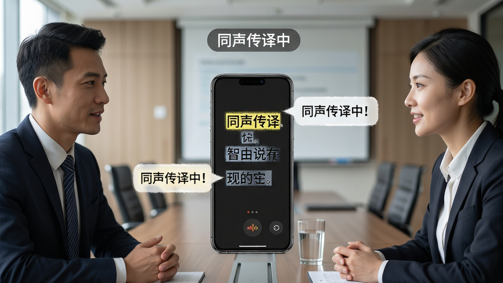 ���壺����˵����ͬ�����볡��������������潻̸���ֻ��������м䣬��Ļ����ʾʵʱ�������֡����֣����˷ֱ�λ�ڻ������࣬�ֻ����У�����Ϊ�����ҡ��Ű棺���������ԶԻ�������ʽ���֣��Ϸ��С�ͬ�������С���ʶ�������ʵ��Ӱ��񣬹�����ͣ������Χ��ϸ�ڣ��ֻ���Ļ�ϵ����ĸ�����ʾ�����������Ȼ�����幹ͼƽ�⡣���ʣ�4K���ɾ����޶���Ԫ�ء�