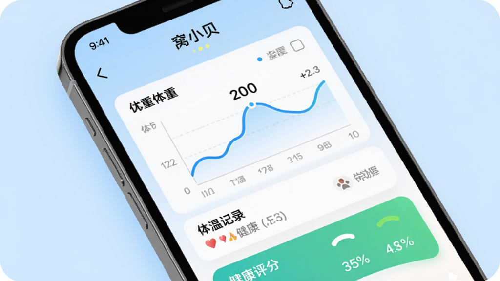 �ֻ�APP������д����ʾ����С�����ĳ��｡������ҳ�棬������������ͼ�����¼�¼�ͽ������֣��������ִ������ݿ��ӻ�����������ǳ��ɫ���ɾ��޶���Ԫ��