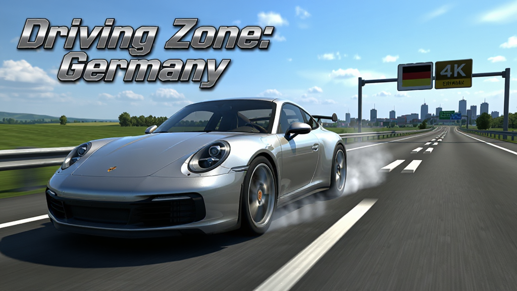 ���壺һ����ɫ��ʱ��911�ܳ��ڵ¹������ٸ��ٹ�·�ϼ��ۣ���������������µ���ɫ��Ұ��Զ����������ߡ����֣��ܳ�λ�ڻ�������ƫ����ʻ����������ң������Ҳ���������ĵ�·����С��Ű棺��ͷǰ������Ŀ����Ϸ���ơ�Driving Zone: Germany�������֣�����Ϊ�����ʸ�б�塣���дʵ3D��Ⱦ��񣬹�ӰЧ��ǿ�ң���ͷ�ͽǶ��������棬չ���ٶȸС�ϸ�ڣ���̥��΢ð�̣�·����������·��Ͱ�ɫ�����ߣ�Զ���ɼ��¹����͵�·�ơ����ʣ�4K���壬ϸ�ڷḻ������ɾ����޶���Ԫ�ء�