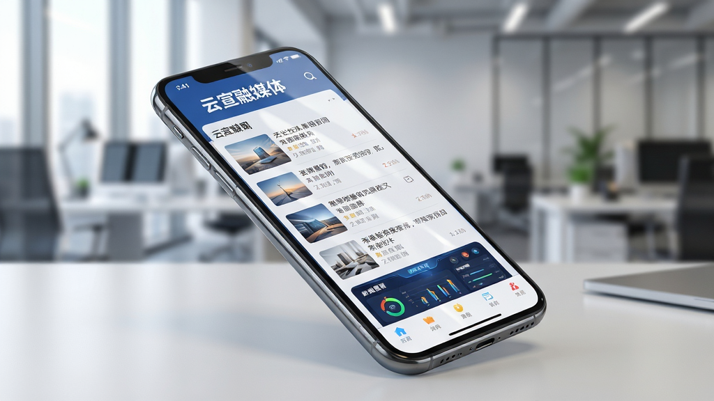 ��������Ϊ�����ֻ���Ļչʾ������ý��APP�����棬��Ļ��������ʾ��������ý�塱�����������б������ݿ����ģ�飬�ֻ�б���ڰ칫���棬����Ϊģ�����ִ��칫�һ��������ֲ������Ĺ�ͼ���Ű��࣬���дʵ����ϸ�ڰ�����Ļ���������ͼ�꣬����4K���壬�ɾ��޶���Ԫ��