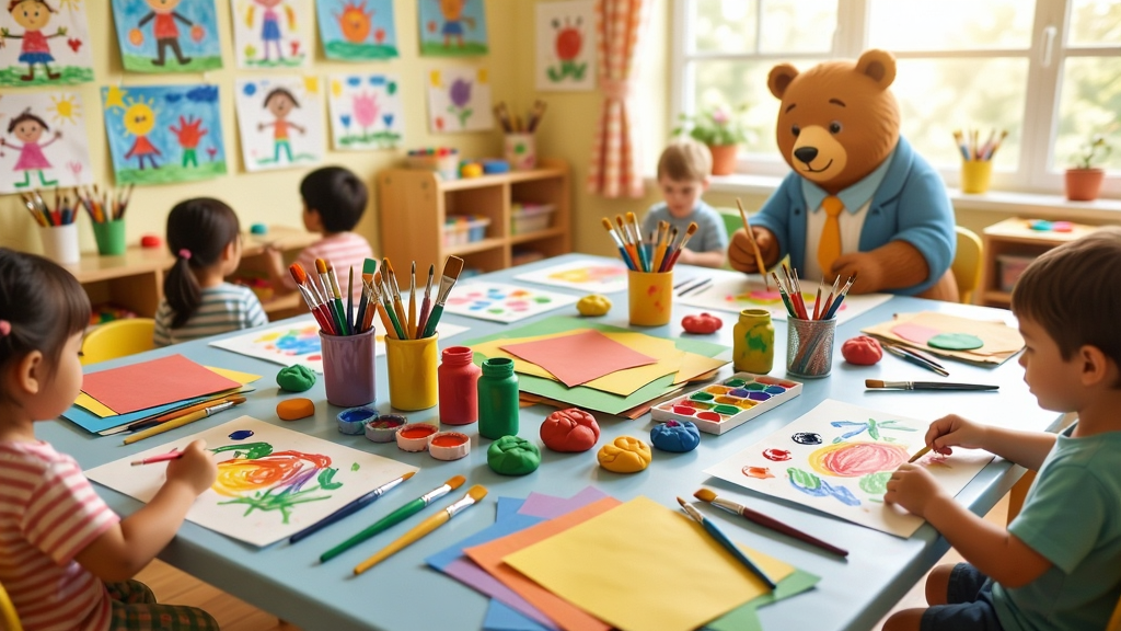 ��������Ϊһ��ɫ�ʰ�쵵Ķ�ͯ���ң�������һ�Ŵ����ӣ���������˻��ʡ����ϡ���ֽ�������С����ʦ���ںͼ���С����һ�𻭻���ǽ�Ϲ����˺����ǵ���Ʒ�������������Ĵ���������������������������Ϊ���ģ����ﻷ�ơ�������ܰ��ɫ�����ޣ�ϸ�ڷḻ�����廭�ʣ�����ɾ��޶���Ԫ�ء�