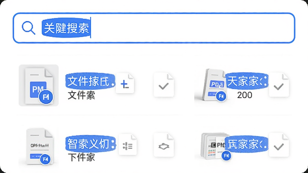 �ļ���APP�������������ܽ��棬����Ϊ����������ؼ��ʺ�չʾ���ļ��б�������Ϊ���½ṹ���Ϸ����������·�Ϊ������ͼ���ļ���Ŀ������࣬��ɫ��������ɫ����ƥ�����֣�ϸ��չʾ�ļ�����ͼ�꣬�����������޶���Ԫ��