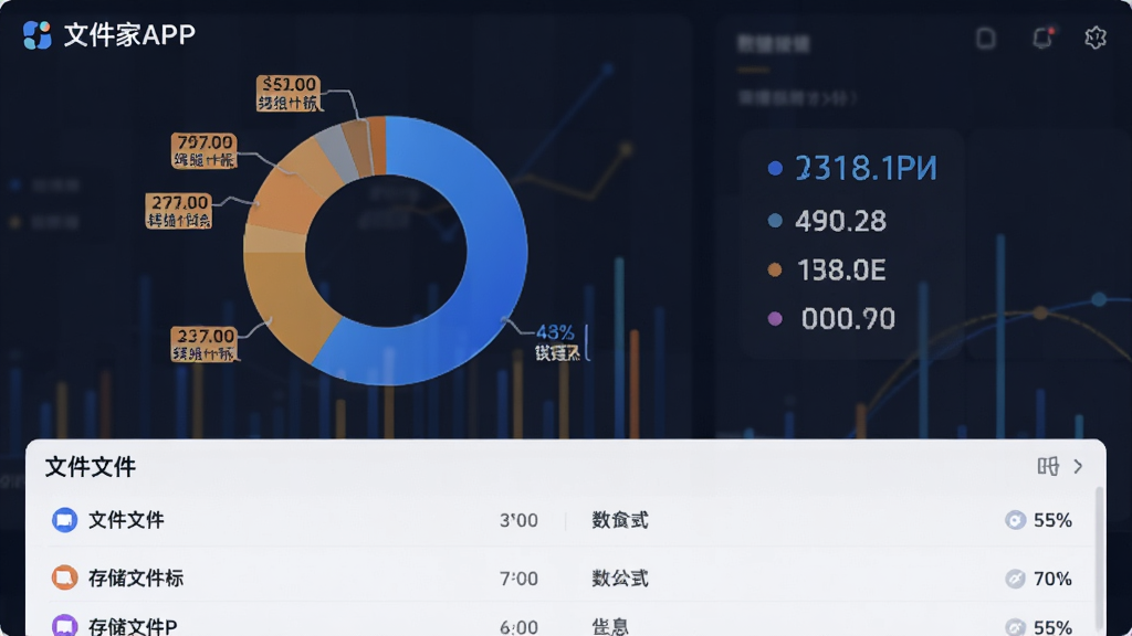 �ļ���APP�Ĵ洢����ͼ�����棬����Ϊ����ͼ��ʾ�����ļ�ռ�ȣ��·��г����ļ��б�������Ϊͼ�����б���ϣ����Ϊ�ִ����ݿ��ӻ�����ɫ���ɫ��ɫ��ϸ�ڰ����ļ���С��ǩ�����ʸ��壬�޶���Ԫ��