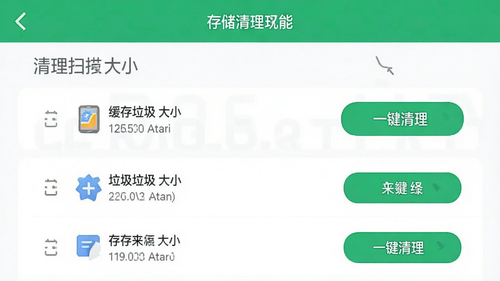 �ļ���APP�Ĵ洢�������ܽ��棬����Ϊ����ɨ�����б�����ʾ����������С������Ϊ�б���ʽ������࣬��ɫ��ť��һ����������ϸ�ڰ��������ļ���Դ�����ʸɾ����޶���Ԫ��