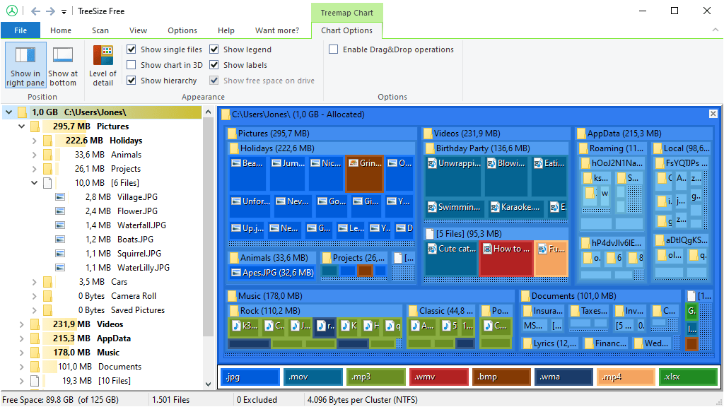 TreeSize Free ���������̷������߶Ա� �����ص�