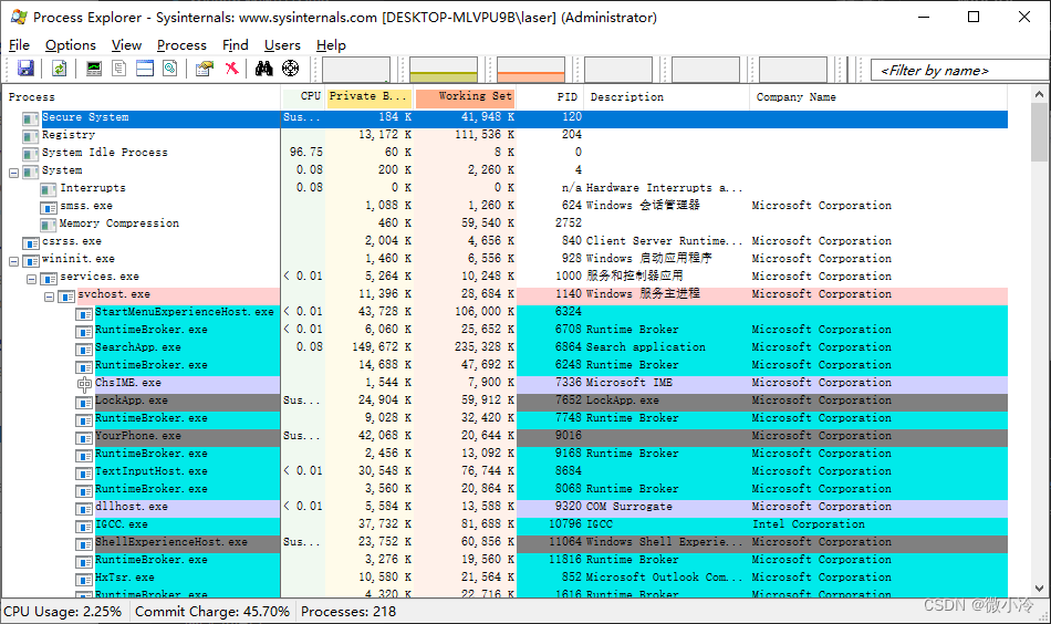 Windows Sysinternals Suite Process Explorer ���� �����̳�