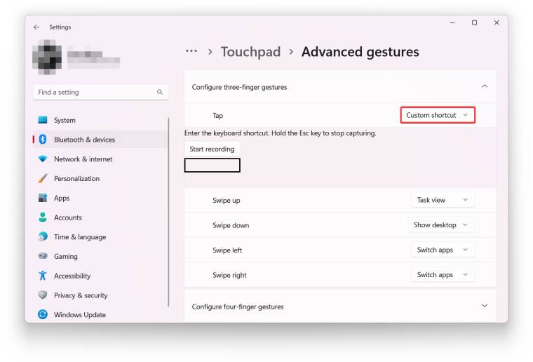 Trackpad++ �Զ������� ���ý��� ����