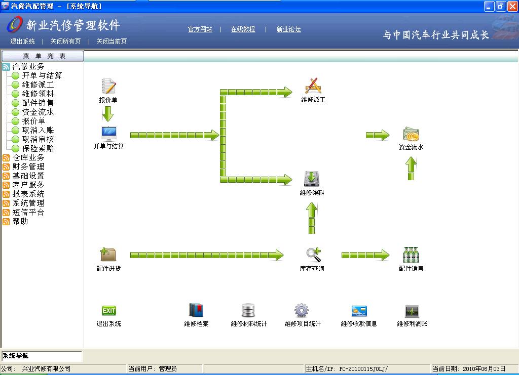 新业汽修 电脑版 界面截图