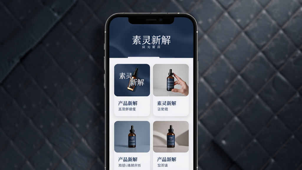 素灵新解品牌展示页,手机竖屏呈现,上方品牌标识,下方图文并茂的产品介绍卡片,布局美观,色彩和谐,现代商务风格,质感细腻,画质清晰,无杂乱元素