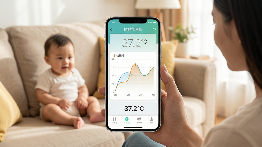 �����ܽ���APP����չʾ������Ϊ�ֻ���Ļ����Ļ����ʾ��������ͼ�͵�ǰ�¶�37.2�棬����Ϊ��ů��ͥ��������������ɳ���ϣ��ҳ��ֳ��ֻ��鿴��������ܰ�������������ֻ����У��������ף����������Ȼ��ϸ�ڰ����¶���������������ƽ�������ʸ���ɾ����޶���Ԫ��