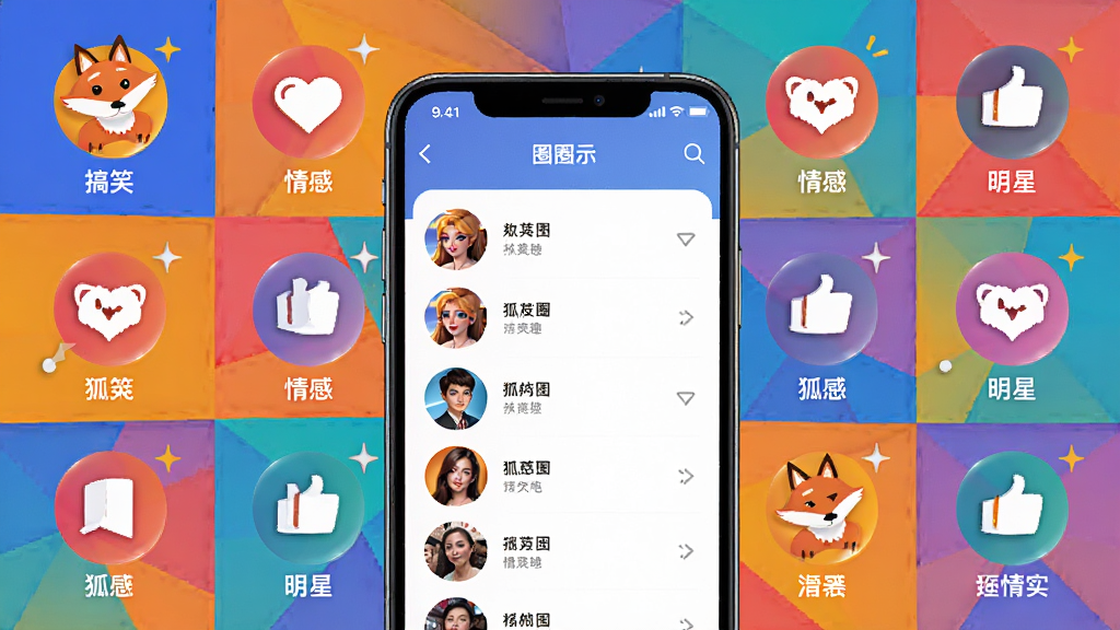 ����Ȧ�ӹ���չʾ�����������Ȥ����ͼ�꣬���Ц����С����ǵȣ�����Ϊ��ɫ����ƴ�ӣ��������ֻ���Ļ��ʾȦ���б������������죬����ϸ�壬�޶���Ԫ��