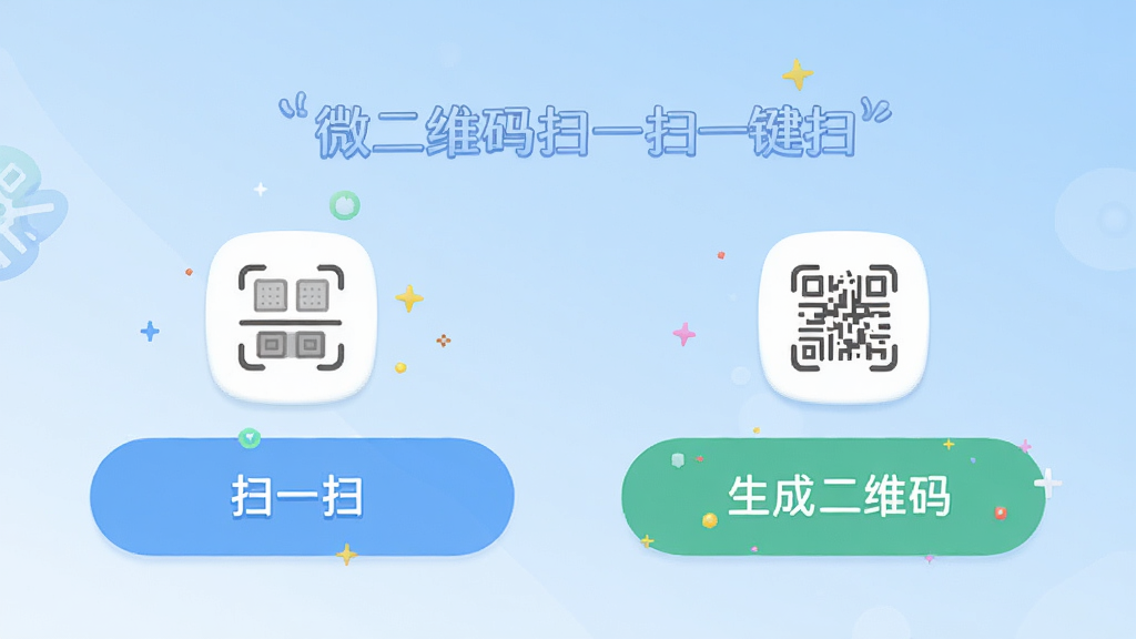 Ӧ��������չʾ��ɨһɨ���롰���ɶ�ά�롱������İ�ť�����ּ������������Ϊ�ɾ���ǳ��ɫ���䣬��ƽ����Ʒ��ͼ��Բ��ɰ������������С�΢��ά��ɨһɨһ��ɨ�����������ʸ��壬ϸ�ڷḻ���޶���Ԫ��