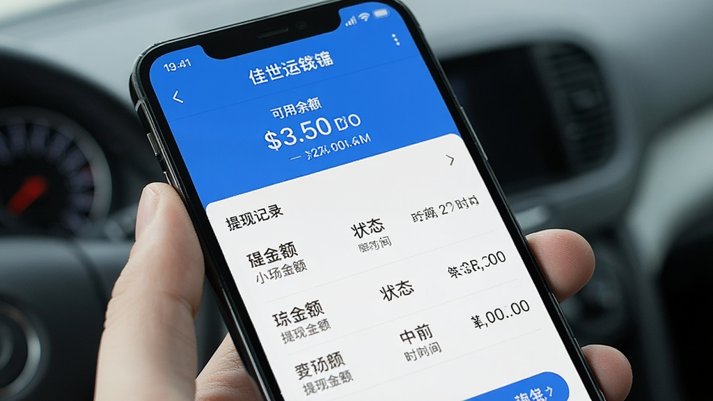 �ֻ���Ļ��ʾ������˾����Ǯ��ҳ�棬������ʾ�������·�Ϊ���ּ�¼�б����������ֽ�״̬��ʱ�����Ϣ���������࣬��ɫ�����������������޶���Ԫ��