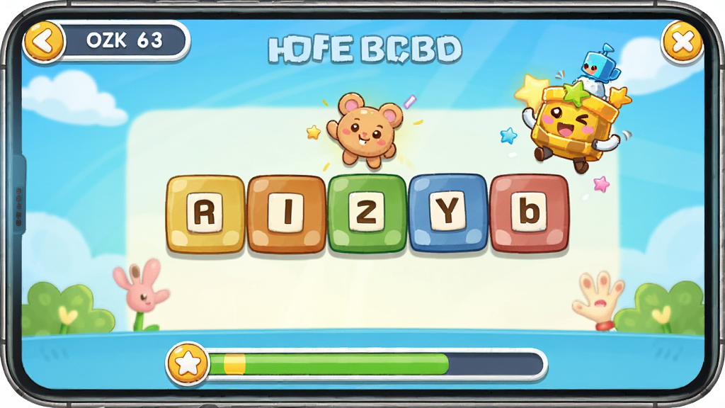 ����Ӣ�ﵥ��ͬ��ѧApp����Ϸ���ؽ��棬�����ǿ�ͨ����ƴд��Ϸ������ĸ����Ϳɰ��Ľ������������־��У��Ű���ã����������ϸ���з�����ʾ�ͽ����������ʾ�ϸ�ɾ����޶���Ԫ��
