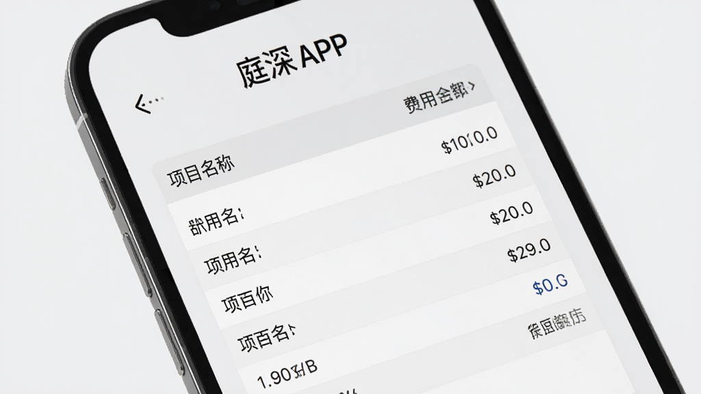 ͥ��APP�ı���ҳ�棬�ֻ���Ļ��ʾ��ϸ�ķ����嵥���񣬰�����Ŀ���ƺͽ�����Ϊǳ��ɫ����������������ɾ������ʸ��壬�޶���Ԫ��