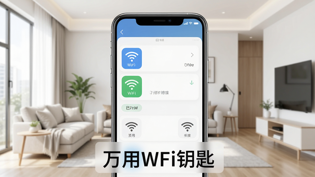 һ���ֻ���Ļ��ʾ����WiFiԿ��Ӧ�ý������дͼ�����������г����WiFi�źţ�����һ����ʾ�����ӣ�����Ϊ�����ִ�����������������������ɾ����£�ͼƬ�·��С�����WiFiԿ�ס����������ʸ��壬�޶���Ԫ�ء�