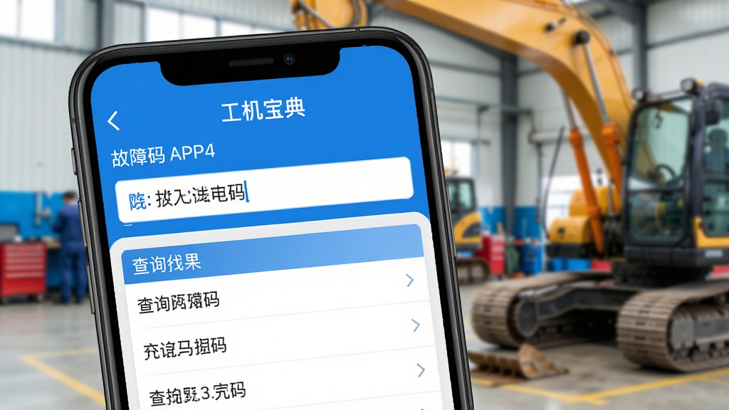 �ֻ���Ļ��д��ʾ��������APP�������ѯ���棬��������й��ϴ��룬�·��б�չʾ��ѯ�����������������������ɫ������Ϊģ���Ĺ��̻�еά�޳��������ʸɾ����޶���Ԫ��