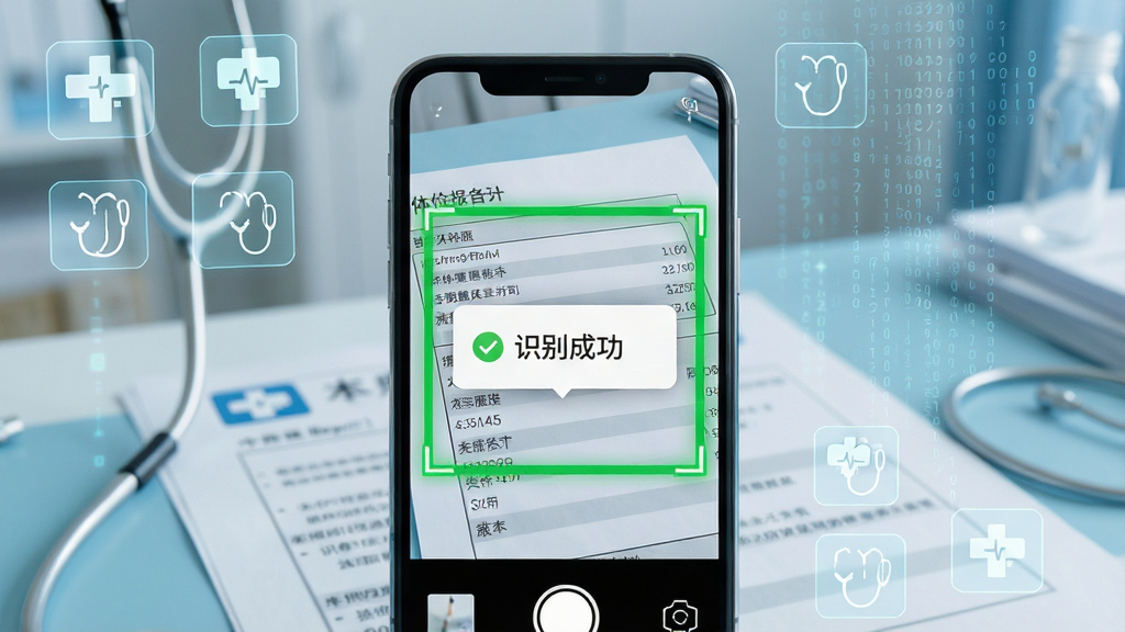 һ����д��ͷ���ֻ�����ͷ���������ϵ�һ����챨�棬��Ļ�ϳ�����ɫ�߿��ס�����еĹؼ��������򣬲�������ʶ��ɹ�������ʾ���ڡ�����Ϊ�����ҽ��ͼ������ִ�������Ч�������������������Ƽ���ʮ�㡣����Ϊ�ֻ�����챨�棬���־��У����дʵ�����ʸ��壬�ɾ��޶���Ԫ��