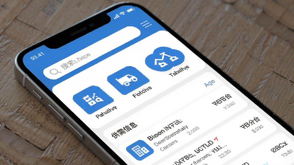 ����ƽ̨APPӦ�ý���չʾ������Ϊ�ֻ���Ļ����Ļ����ʾ����ƽ̨��ҳ�棬���������������в�Ϊ��Ʒ����ͼ�꣬�·�Ϊ������Ϣ�б������岼�ּ�࣬ɫ������ɫΪ�������԰�ɫ����������ƽ�����ɾ��޶���Ԫ�أ����廭��