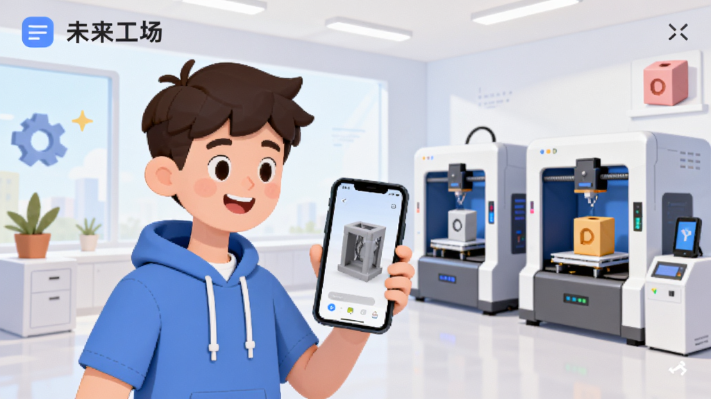 δ������App���棬չʾ3Dģ��Ԥ�����ŵ��ӡ���̣�����Ϊ��ͨ�������ֳ��ֻ��鿴ģ�ͣ�����Ϊ����������3D��ӡ�ŵ꣬�豸���ڹ������Ű���������ƽ�廭���ϸ�ڷḻ�����ʸɾ�