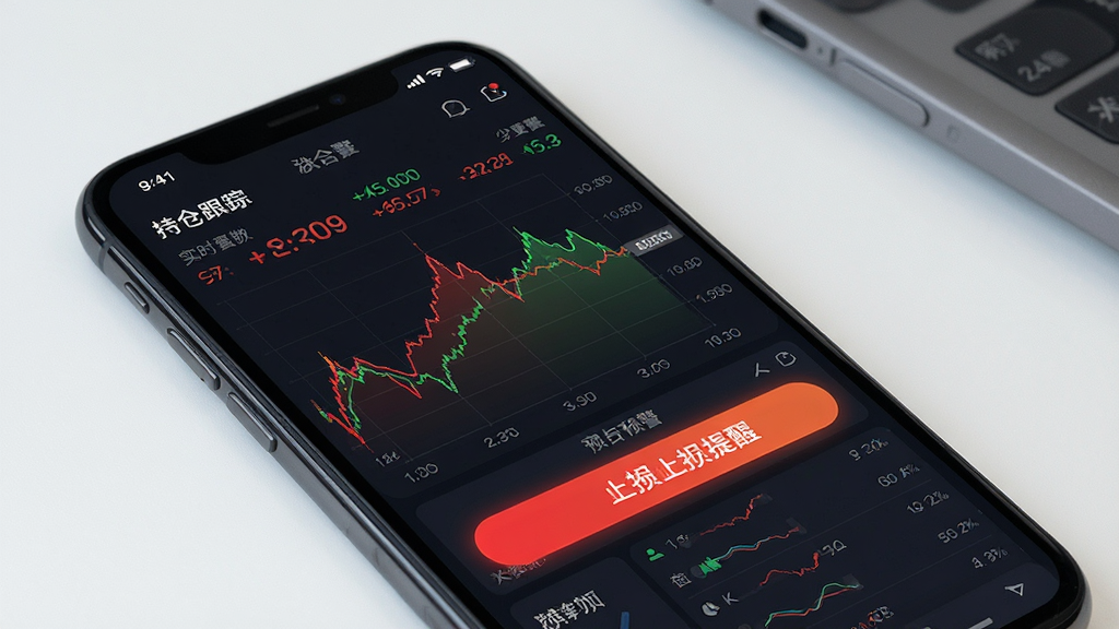 好股道软件界面展示,主体为智能手机屏幕上的持仓跟踪图表,布局以红色和绿色数据曲线为主,排版清晰展示实时盈亏数字与预警列表,风格现代简洁,细节包括高亮显示的止损提醒按钮,画质高清干净无多余元素