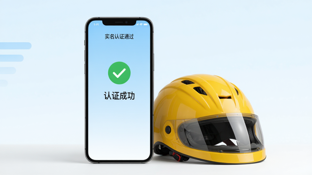 չʾ�����ڰ���������APP�ġ�ʵ����֤ͨ�������棬�ֻ���Ļ������ʾ��ɫ�Թ��͡���֤�ɹ�������������Ϊ����ǳ��ɫ���䣬�ֻ��Ա߷���һ����ɫ����ͷ��������ɾ�������ͻ�����ٸ�Ч�������������޶���Ԫ��
