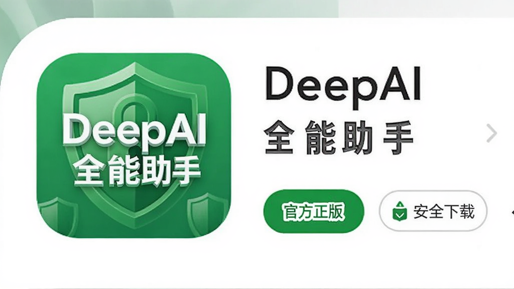 �ֻ�Ӧ���̵�ҳ�棬DeepAIȫ������Ӧ��ͼ����Ŀ���Ա��С��ٷ����桱�͡���ȫ���ء���ʶ������Ϊ��ɫ����ͼ��������ɫ�����£��ɾ��������޶���Ԫ��