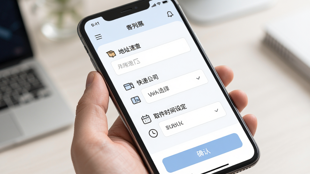 ��������ٲ�ļļ����棬����Ϊ��д�������ֻ�ҳ�棬���ִ��ϵ�������Ϊ��ַ���롢��ݹ�˾ѡ��ȡ��ʱ���趨���Ű����������ǳɫ���ϸ���б���ͼ���ȷ�ϰ�ť�����ʸɾ����޶���Ԫ��