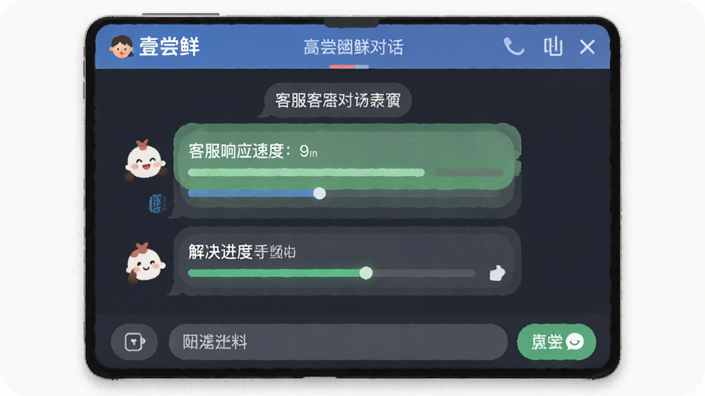 壹尝鲜客服对话界面,主体为聊天窗口,布局友好,排版清晰,风格亲切,细节显示客服响应速度与解决进度,画质高清,无多余元素