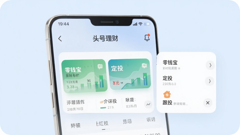 �ֻ�չʾͷ������APP���棬������������ʾ��Ǯ������Ͷ����Ͷ��ģ�飬����Ϊǳ��ɫ������Լ�ִ������ʸɾ����޶���Ԫ��